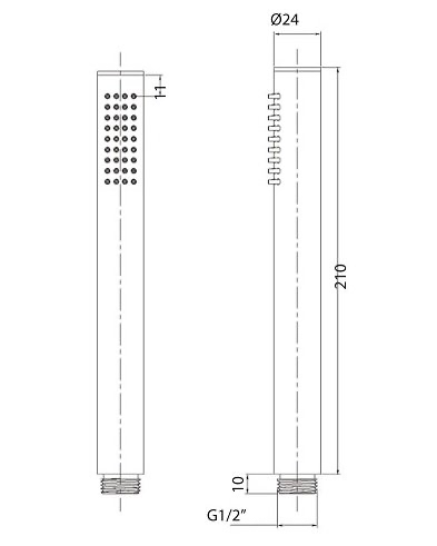 Radius H AQS55038 ručná sprcha 1-polohová, kovová